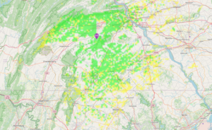 Map of AREDN coverage from Mt. Holly