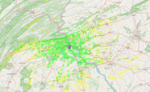 Map of AREDN Coverage from Reesers Summit